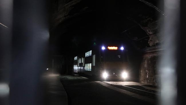 Security has been stepped up in the St James station tunnels to prevent vandals and other groups from breaking in. Picture: Andrew Murray.