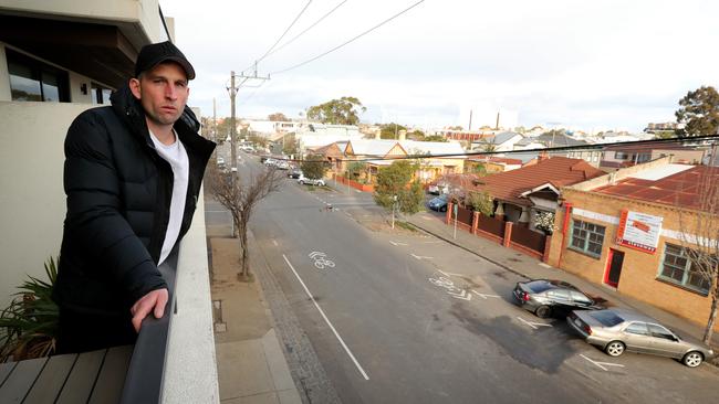 Local resident Josh Whelan was woken by the violent brawl in Collingwood. Picture: Stuart McEvoy.