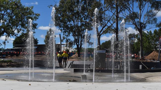 Jets of water shoot up at the all abilities water park at Anzac Park, Maryborough. Photo: Stuart Fast