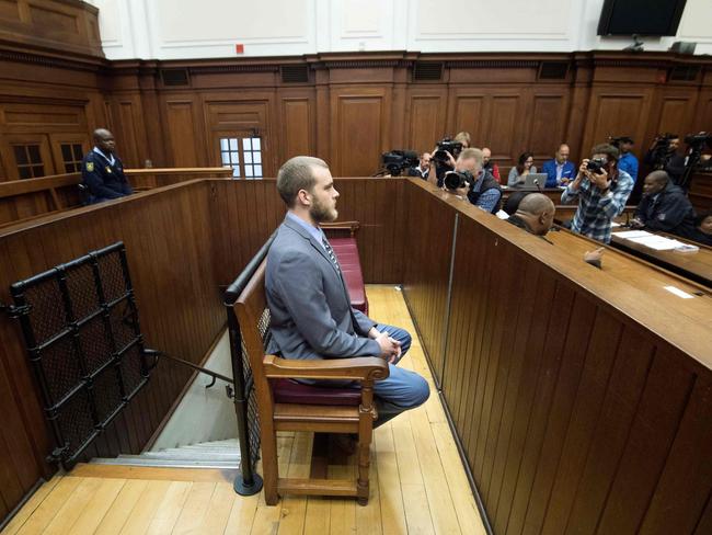 Henri Van Breda sits in the dock of the Western Cape High Court to hear his sentence. Picture: AFP/Rodger Bosch