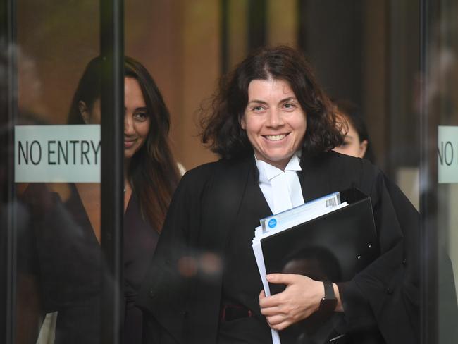 Sarah Hanson YoungÃâ¢s Barrister, Sue Chrysanthou leaves the Supreme Court in Sydney, Monday, November 25, 2019. David Leyonhjelm is being sued over comments he made about Greens Senator Sarah Hanson-Young. (AAP Image/Peter Rae) NO ARCHIVING