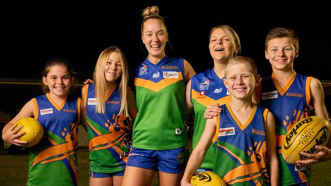 Golden Grove star Jordan Woodards (middle), remains a top player in the Adelaide Footy League women’s competition. Picture: Matt Loxton