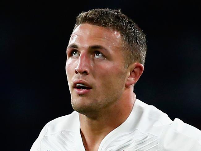 LONDON, ENGLAND - SEPTEMBER 26: Sam Burgess of England looks thoughtful during the 2015 Rugby World Cup Pool A match between England and Wales at Twickenham Stadium on September 26, 2015 in London, United Kingdom. (Photo by Shaun Botterill/Getty Images)