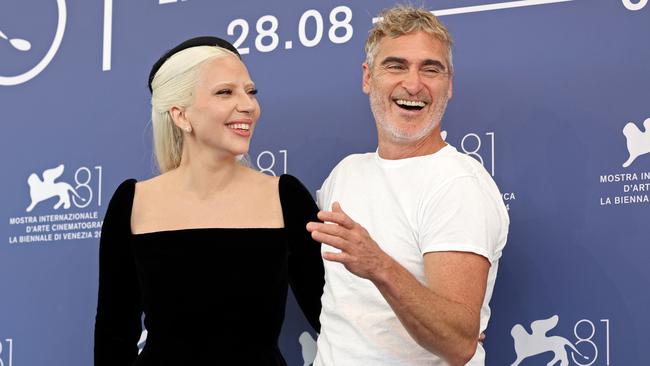 Lady Gaga and Joaquin Phoenix at the Joker: Folie A Deux photocall in Venice. Picture: Getty Images.