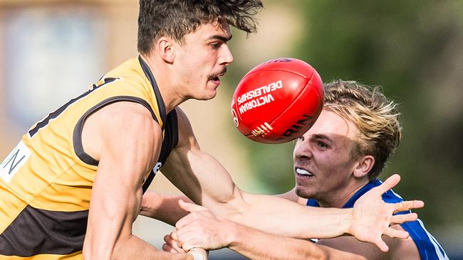 Oleg Markov (left) will make his AFL debut for Richmond against the Bulldogs.