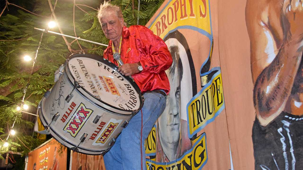 BANG THE DRUM: Fred Brophy gets the night's events under way. Picture: Matt Collins