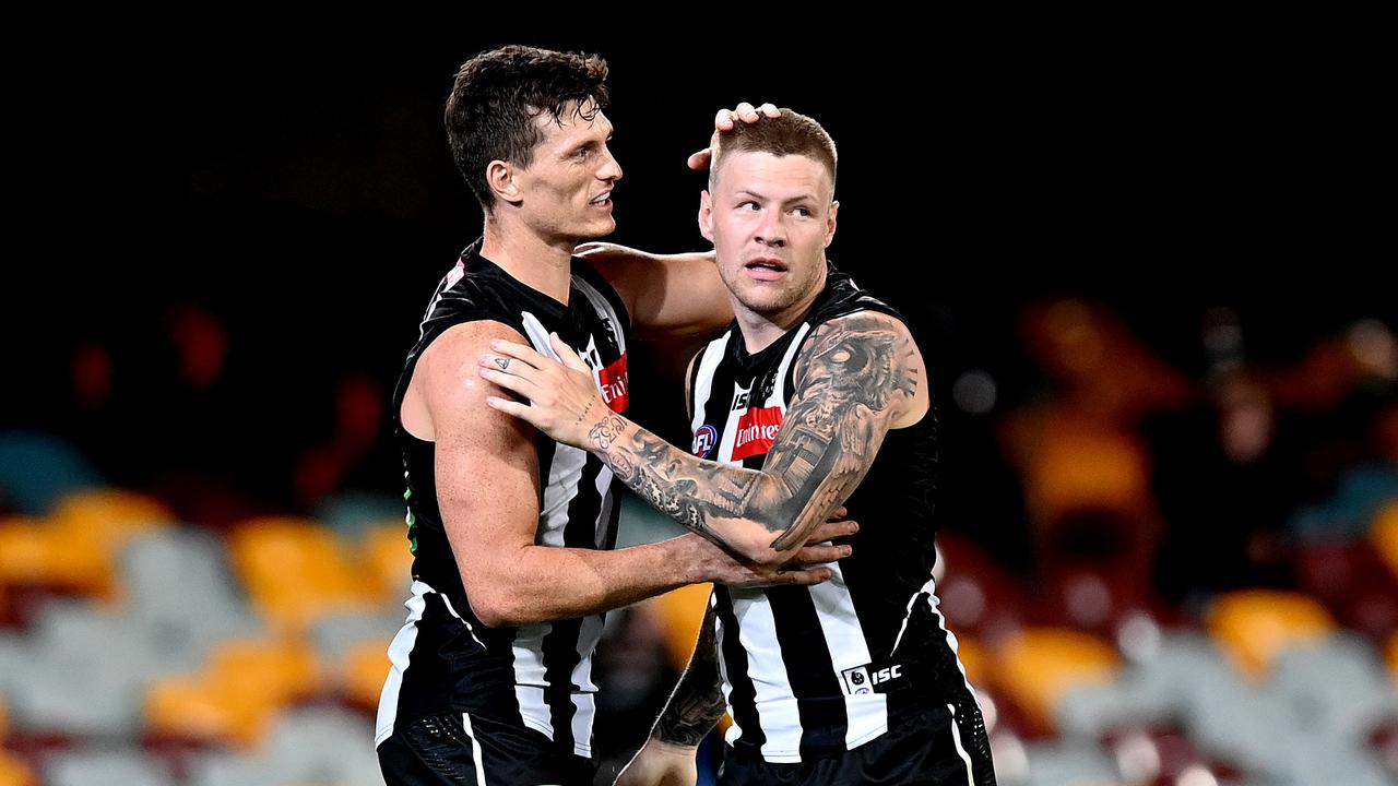 Brody Mihocek and Jordan De Goey will remain at the Pies. Photo: Bradley Kanaris/Getty Images.