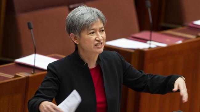 Senator Penny Wong condemns the National Party’s move to change the Murray Darling Basin Plan. Picture: Martin Ollman