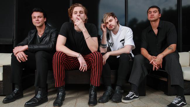 5SOS are back in the studio together again with Hemmings saying they’re closer mates than ever. Picture: Justin Lloyd