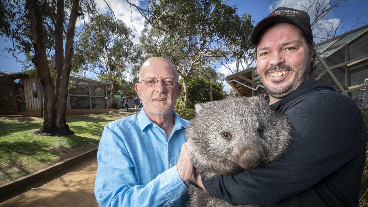 RACT and wildlife rescuers are uniting this Animal Road Accident Awareness Day to combat Tasmania’s alarming roadkill crisis. RACT Chief Advocacy Officer Garry Bailey and Bonorong Wildlife Sanctuary Director Greg Irons. Picture: Chris Kidd