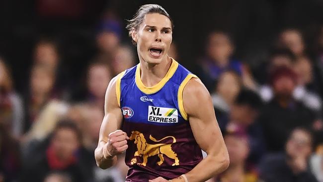 Eric Hipwood snagged five goals against the Bulldogs. Picture: Albert Perez/Getty Images