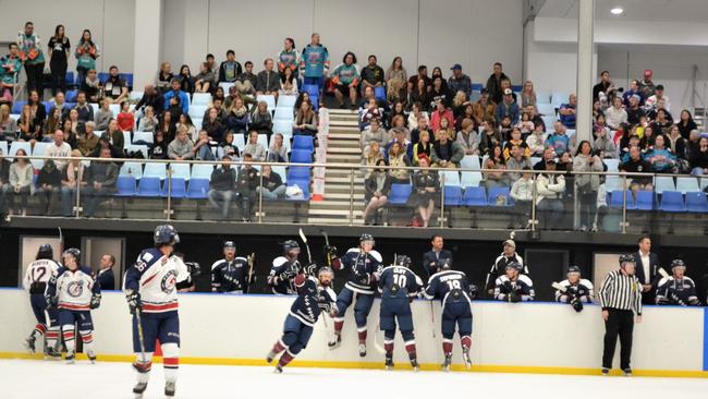 Sydney Ice Dogs verse Perth Thunder at the Macquarie Ice Rink, which is now facing demoliton. Pictures: Jeffrey Reingold