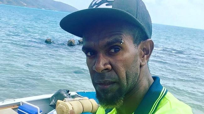 Torres Strait man Lui Tommy Billy, 37, (pictured) and his uncle Abisolmon Bob, 47, were rescued by an oil tanker after their banana boat sunk while fishing. PICTURE: SUPPLIED