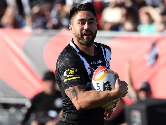 Shaun Johnson of New Zealand during the 2017 Rugby League World Cup match between New Zealand and Scotland at AMI Stadium in Christchurch, New Zealand, Saturday, November 4, 2017.  (AAP Image/SNPA, Ross Setford) NO ARCHIVING, EDITORIAL USE ONLY