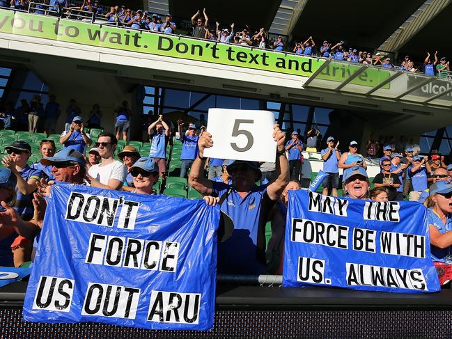 Spectators show their support after winning the round seven Super Rugby match between the Force and the Kings. Picture Paul Kane/Getty Images.