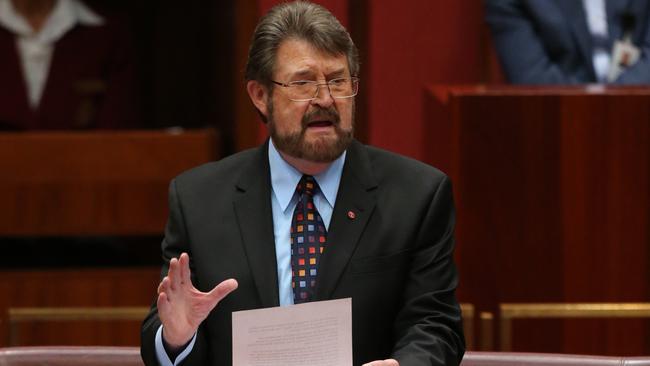 Senator Derryn Hinch delivers his first speech in the Senate earlier this month. Picture: Ray Strange.