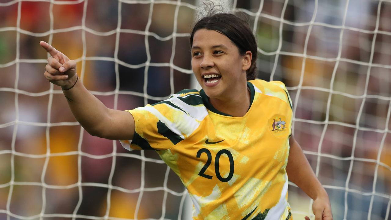 Sam Kerr will make her 100th appearance for the Matildas when they take on Ireland. Picture: Tony Feder / Getty Images