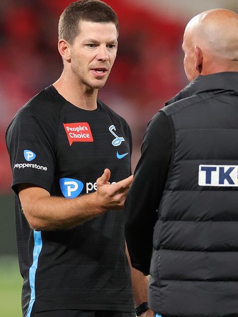 Tim Paine in his role as Adelaide Strikers assistant coach last summer. Picture: Kelly Defina/Getty Images