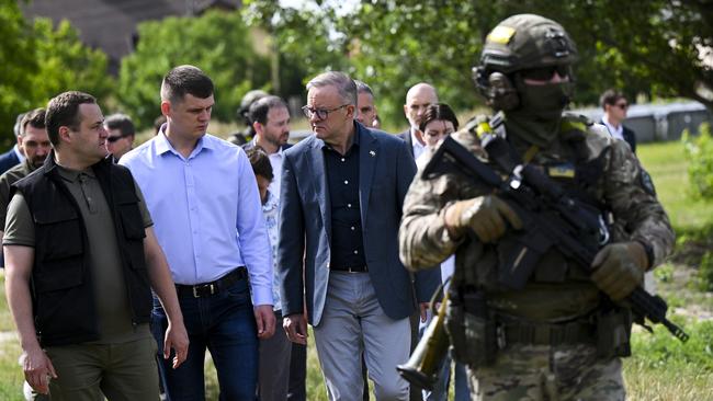 Albanese visits St. Andrews Orthodox Church in Bucha on the outskirts of Kyiv on Sunday. Picture: AAP