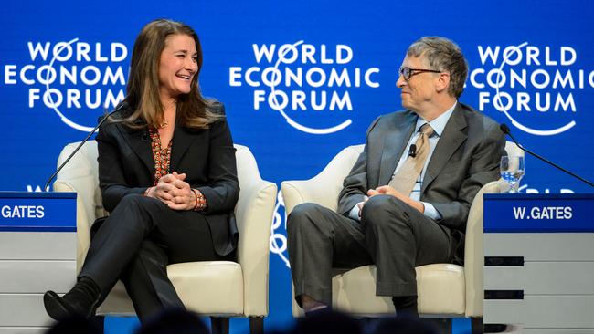 Bill and Melinda Gates at the World Economic Forum. Picture: AFP