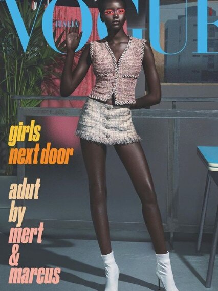 Adut Akech's first ever Vogue cover for Vogue Australia.