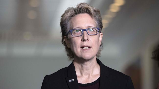 Australian Council of Trade Unions secretary Sally McManus has used a speech to the National Press Club to blast the opposition. Picture: NCA NewsWire / Gary Ramage