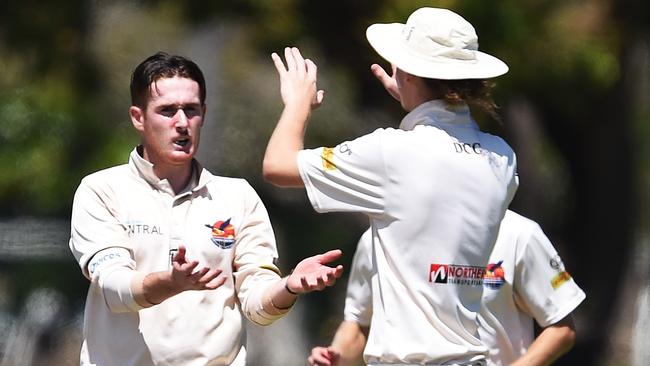 Darwin Cricket Club spin bowler Luke Shelton celebrates another wicket. PICTURE: Justin Kennedy