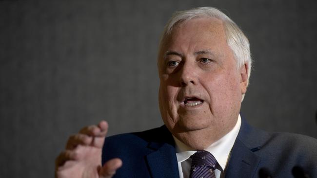 United Australia Party (UAP) leader Clive Palmer, is seen the launch of his Australian Politics themed App game in Sydney, Monday, January 14, 2019.  (AAPImage/Jeremy Piper) NO ARCHIVING