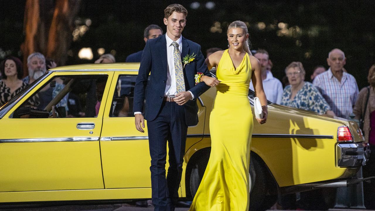 Cade Geiger and partner Emma Fels at St Mary's College formal at Picnic Point, Friday, March 24, 2023. Picture: Kevin Farmer