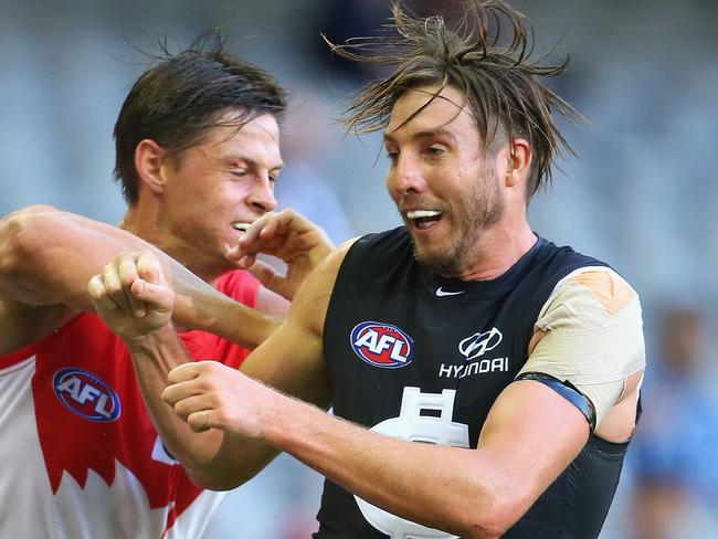 Dale Thomas during the Blues’ NAB Challenge clash against Sydney. Picture: Getty Images