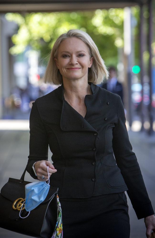 Oakbank Racing Club chairwoman Arabella Branson leaves the District Court. Picture: NCA NewsWire/Emma Brasier