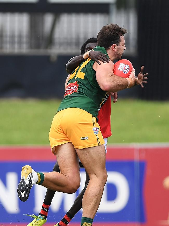 St Mary's won against the Tiwi Bombers in Round 3 of the NTFL Men's Premier League. Picture: Felicity Elliott/AFLNT Media