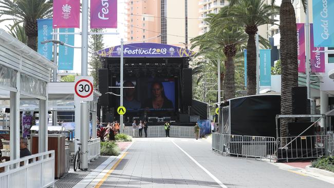 Empty streets in Broadbeach for the Commonwealth Games. Picture: Alex Coppel.