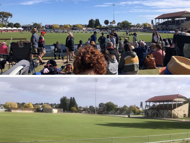 Stawell’s Central Park at Easter 2019 vs 2020. Picture: Bethany Griffiths