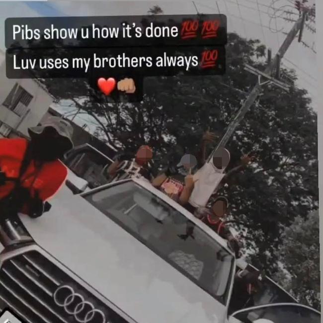 Youths posted on social media with a stolen white Audi Q7. Picture: Instagram