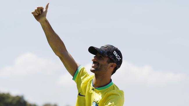 Daniel Ricciardo waves to the crowd on the drivers parade prior to the F1 Grand Prix of Brazil in November. (Photo by Jared C. Tilton/Getty Images)