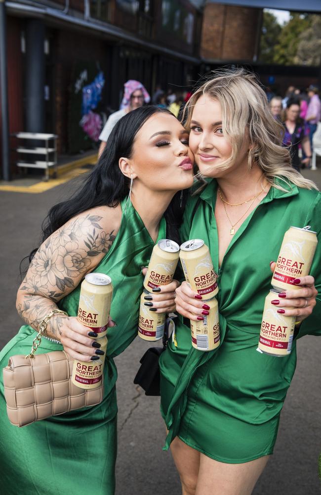 Sharnah Lollback (left) and Monique Cavil. Picture: Kevin Farmer