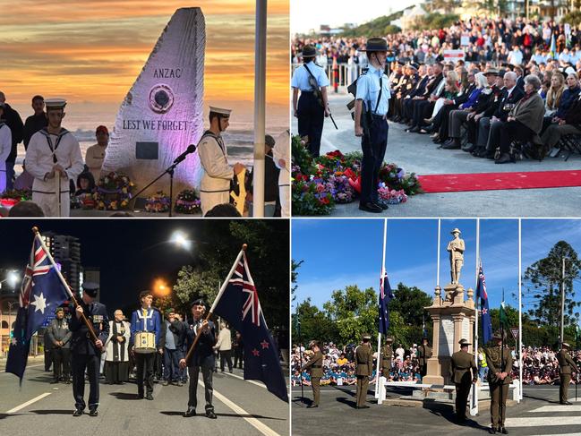 Anzac Day services across the Gold Coast.