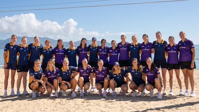 Sunshine Coast Lightning and Queensland Firebirds players at The Strand in Townsville, meeting fans after their Suncorp Spirit Cup fixture on Saturday. Picture:  Sunshine Coast Lightning