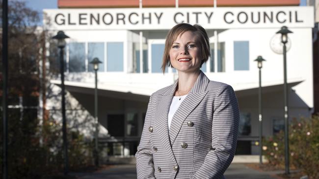 Acting Glenorchy mayor Bec Thomas outside the council chambers. Picture: Chris Kidd