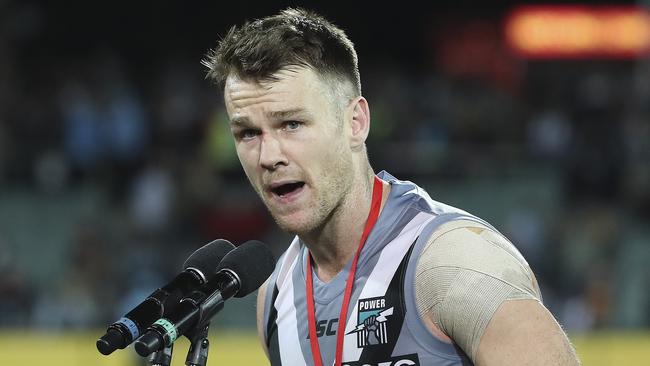 Robbie Gray accepts his fifth Showdown Medal on Saturday. Picture SARAH REED