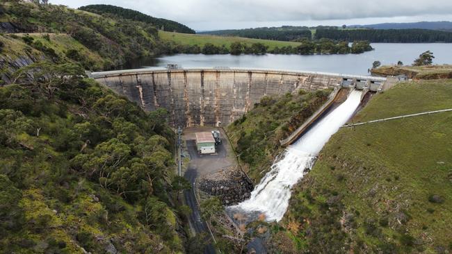 For the second time in five years, one of Myponga Reservoir’s water release gates have been opened. Picture: SA Water