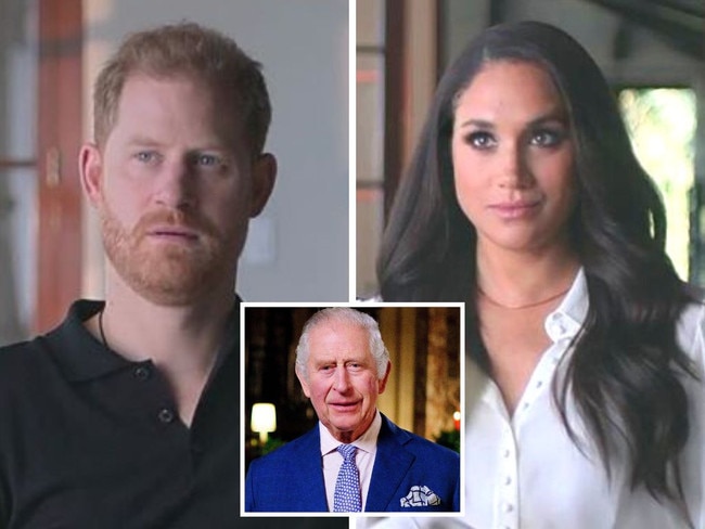 Prince Harry, Meghan Markle and King Charles.