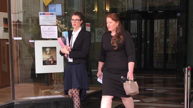 Isabela Camelo-Gomez (right) leaving court with her lawyer on Thursday.