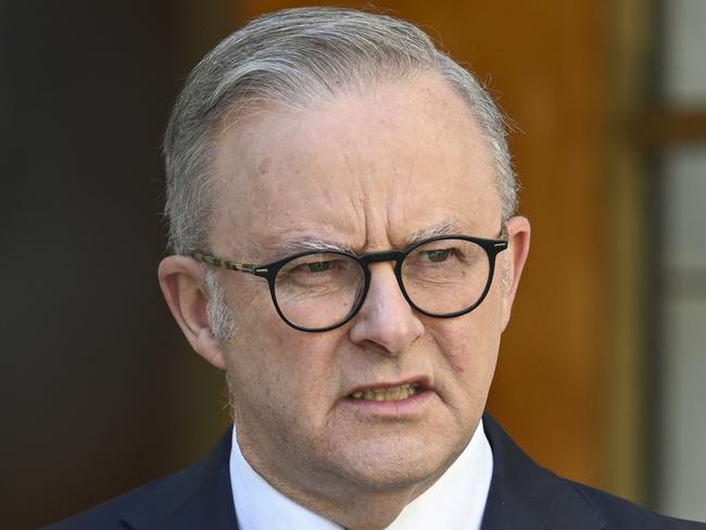 CANBERRA, Australia - NewsWire Photos - September 23, 2024: Minister for Finance Katy Gallagher and Prime Minister Anthony Albanese hold a press conference at Parliament House in Canberra. Picture: NewsWire / Martin Ollman