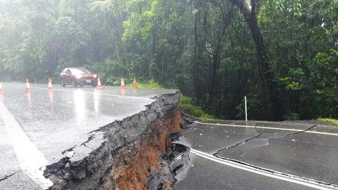 Road collapse in Cairns after heavy flooding. Picture: Facebook