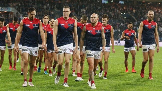 The Demons were left smarting after the match. Picture: Michael Klein