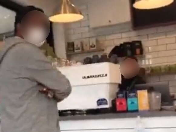 Shocked staff and customers in the man’s video, which has been circulating on social media.