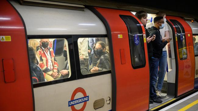 Communters on the London Tube on September 20.