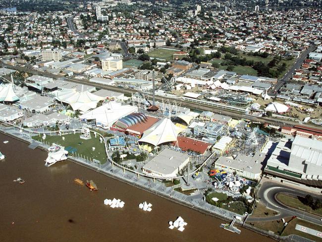 An aerial view of the World Expo 88 in Brisbane.